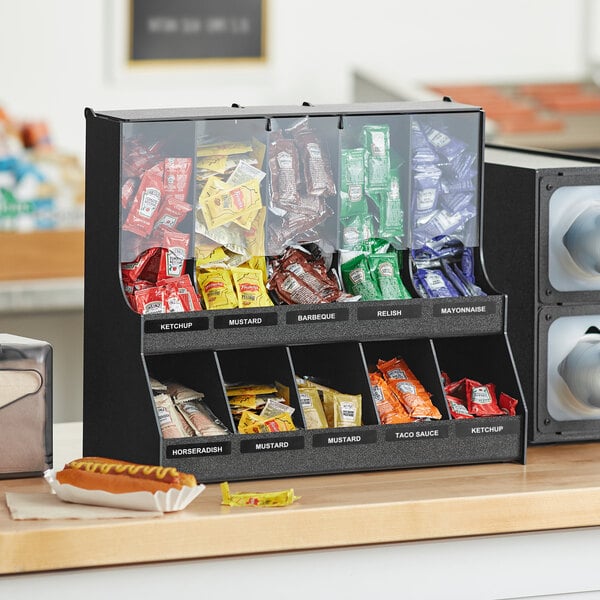 ServSense Black 10-Section Gravity-Fed Condiment Organizer – item 651CNOPLLG5 image 2