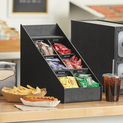 ServSense Black 6-Section Condiment Organizer - 8" x 18" – item 651CNOPLV5 image 2