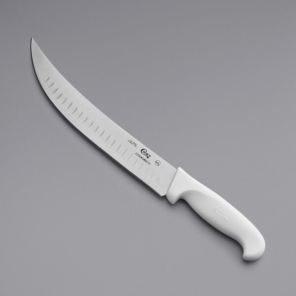 Choice 10" Granton Edge Cimeter Knife w/ White Handle – item 220KWCIMGE10