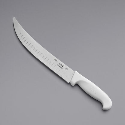 Choice 10" Granton Edge Cimeter Knife w/ White Handle – item 220KWCIMGE10