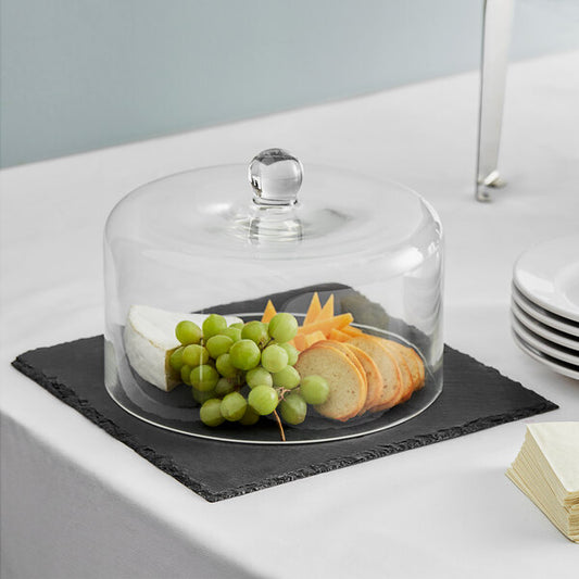 Acopa Serving Tray w/ 9 1/2" Glass Dome and Soapstone Chalk – item 303LSQGL12K