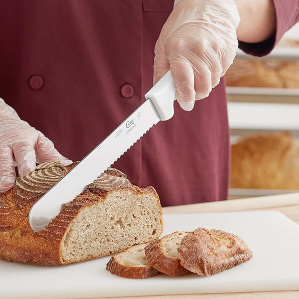 Choice 10" Serrated Edge Bread Knife w/ White Handle – item 220KWSLCSR10 image 2
