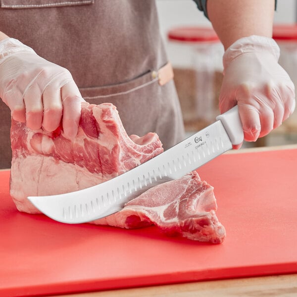 Choice 14" Granton Edge Cimeter Knife w/ White Handle – item 220KWCIMGE14 image 2