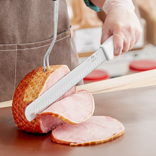 Choice 14" Granton Edge Slicing Knife w/ White Handle – item 220KWSLCGE14 image 2