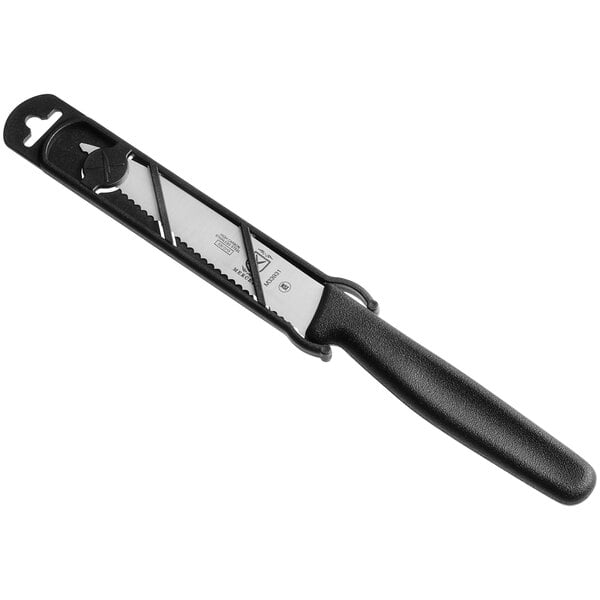 Mercer Culinary M33931B 4" Serrated Pointed Knife w/ Guard – item 470M33931B