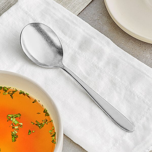 Acopa Pangea 6 3/4" Distressed X-Heavy Bouillon Spoon – item 267880802 image 2