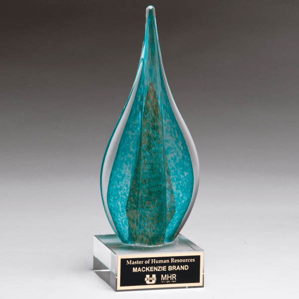 11.5" Teal/Green Teardrop w/ Gold Metallic Accent Plaque – item 2300