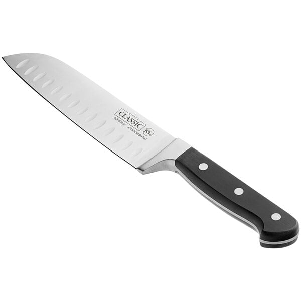 Choice Classic 7" Granton Edge Santoku Knife w/ POM Handle – item 407KPOMSNTU7