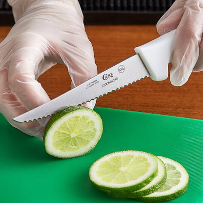 Choice 5" Serrated Edge Utility Knife w/ White Handle – item 220KWUTLSR5 image 2