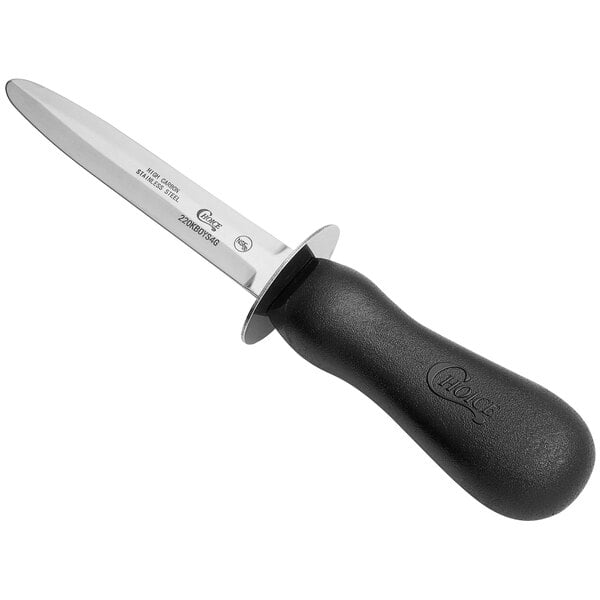 Choice 4" Oyster Knife w/ Guard & Black Hourglass Handle – item 220KBOYS4G