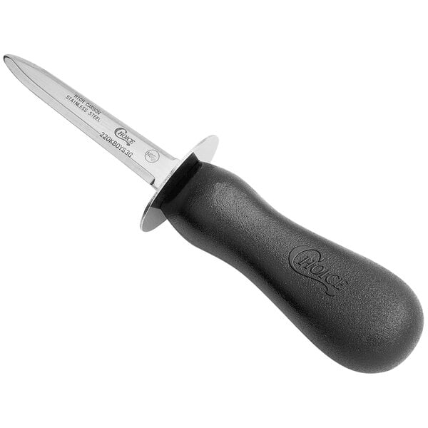 Choice 3" Oyster Knife w/ Guard & Black Hourglass Handle – item 220KBOYS3G