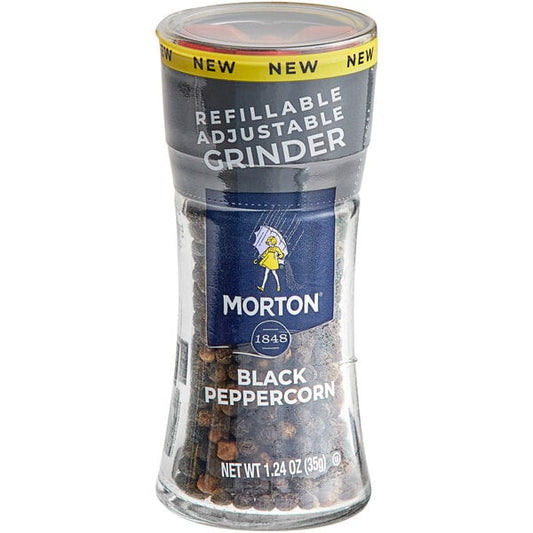 Morton 1.24 oz. Black Peppercorn Glass Seasoning Mill – item 102PEP118400