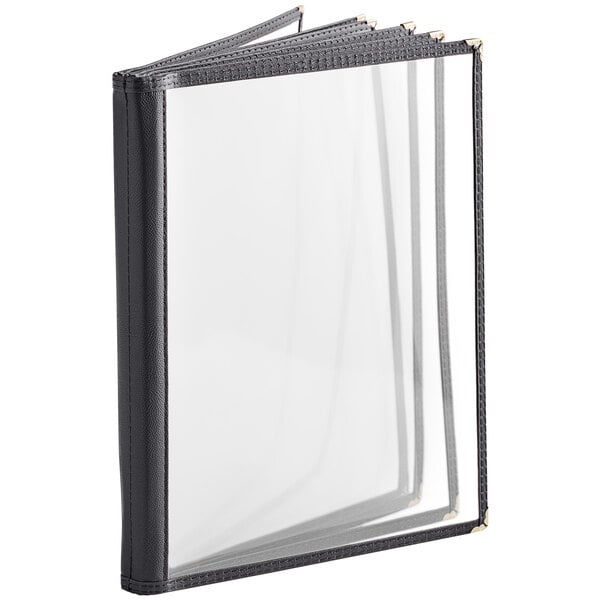 Choice 8 1/2" x 11" 12-View Six Pocket Menu Cover – item 1766PK8511BK