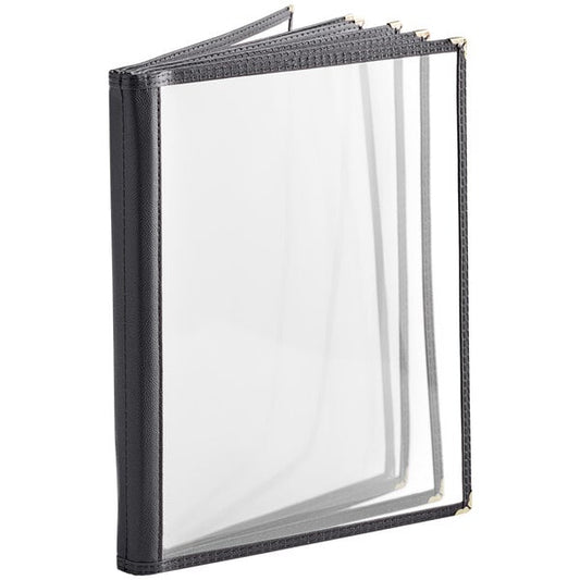 Choice 8 1/2" x 11" 12-View Six Pocket Menu Cover – item 1766PK8511BK
