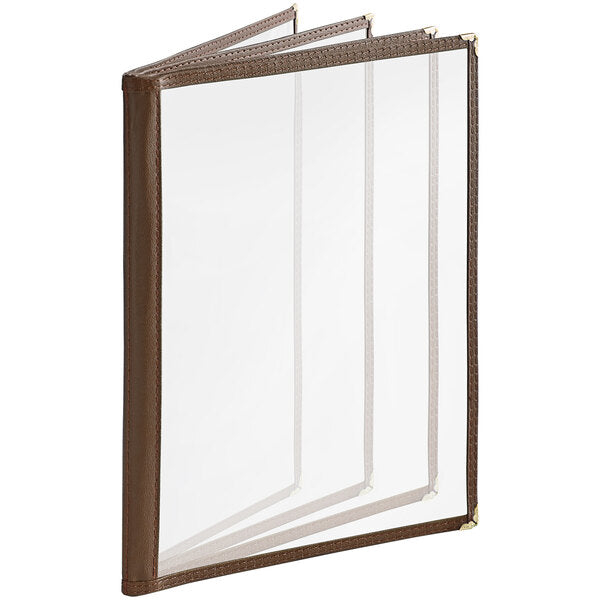 Choice 8 1/2" x 11" 8-View Four Pocket Menu Cover – item 1764PK8511BR