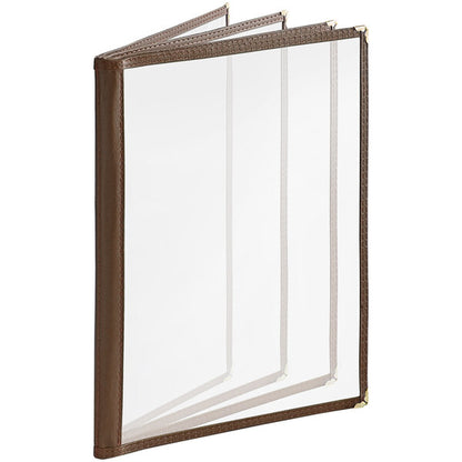 Choice 8 1/2" x 11" 8-View Four Pocket Menu Cover – item 1764PK8511BR