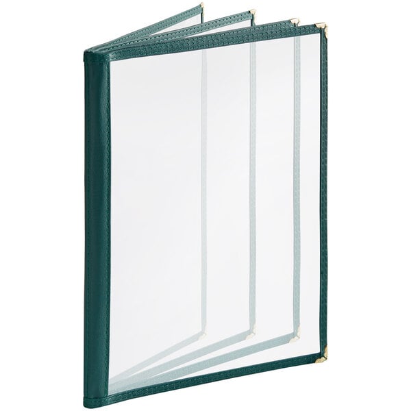 Choice 8 1/2" x 11" 8-View Four Pocket Menu Cover – item 1764PK8511GR