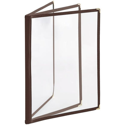 Choice 8 1/2" x 11" 6-View Three Pocket Menu Cover – item 1763PK8511BR
