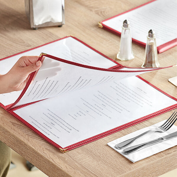 Choice 8 1/2" x 14" 8-View Four Pocket Menu Cover – item 1764PK8514BU image 2