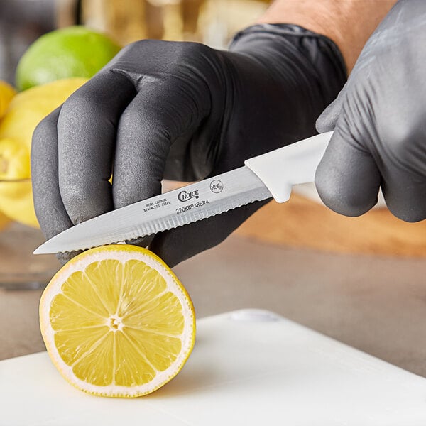 Choice 4" Serrated Edge Paring Knife w/ White Handle – item 220KWPARSR4 image 2