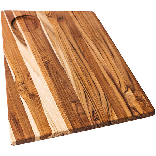 Teakhaus Geo 19" x 12" Serving Board w/ 3" Bowl Insert – item 4971222
