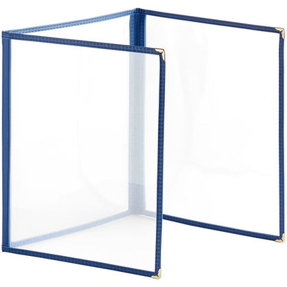 Choice 8 1/2" x 11" 6-View Trifold Three Pocket Menu Cover – item 1763TP8511BL