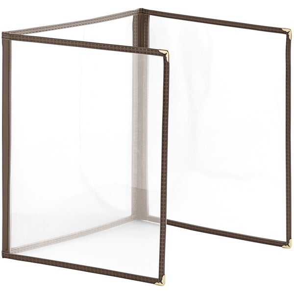 Choice 8 1/2" x 11" 6-View Trifold Three Pocket Menu Cover – item 1763TP8511BR