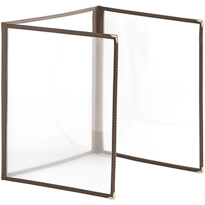 Choice 8 1/2" x 11" 6-View Trifold Three Pocket Menu Cover – item 1763TP8511BR