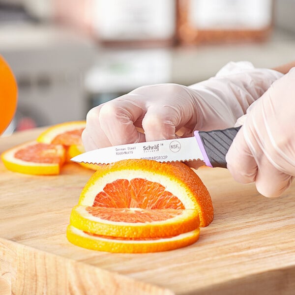 Schraf Paring Knife w/ Purple Allergen-Free TPRgrip Handle – item 220VPARSR32P image 2