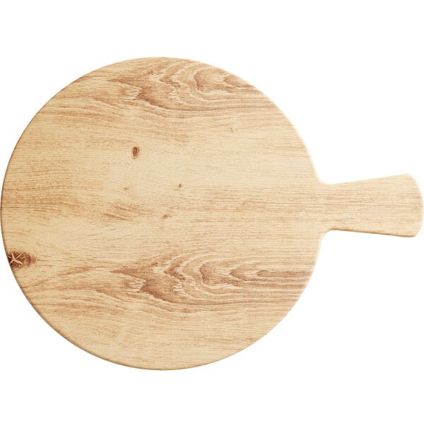 Acopa 12 1/2" Round Light Oak Faux Serving Board w/ Handle – item 304FXWD112B image 2