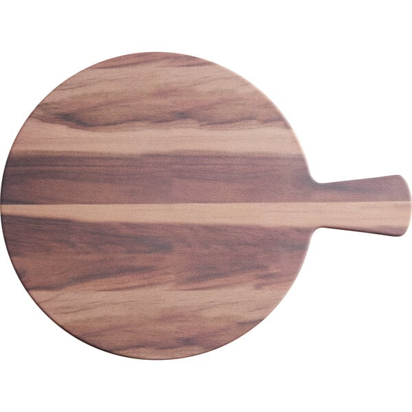 Acopa 12 1/2" Round Walnut Faux Serving Board w/ Handle – item 304FXWD112W image 2