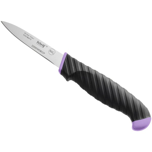 Schraf Paring Knife w/ Purple Allergen-Free TPRgrip Handle – item 220VPARSM32P