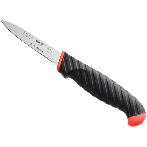 Schraf 3 1/4" Smooth Edge Paring Knife w/ Red TPRgrip Handle – item 220VPARSM32R