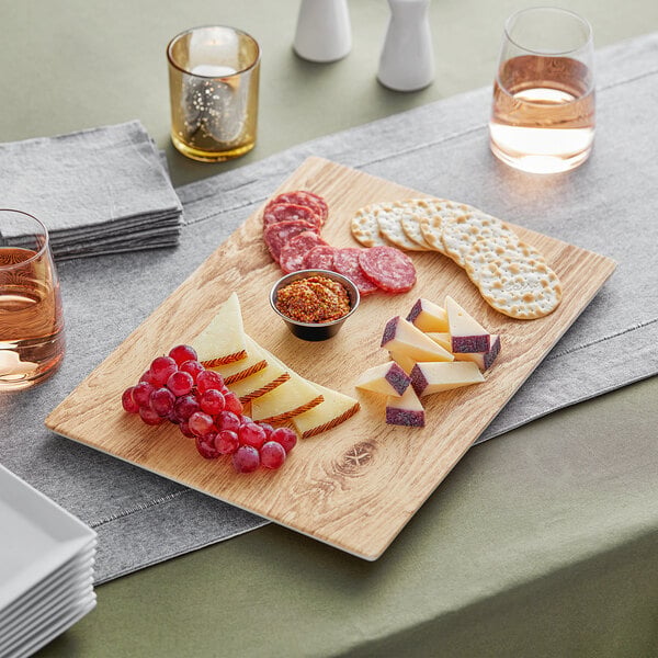 Acopa 14" x 10" Light Oak Faux Wood Melamine Serving Board – item 304FXWD141B