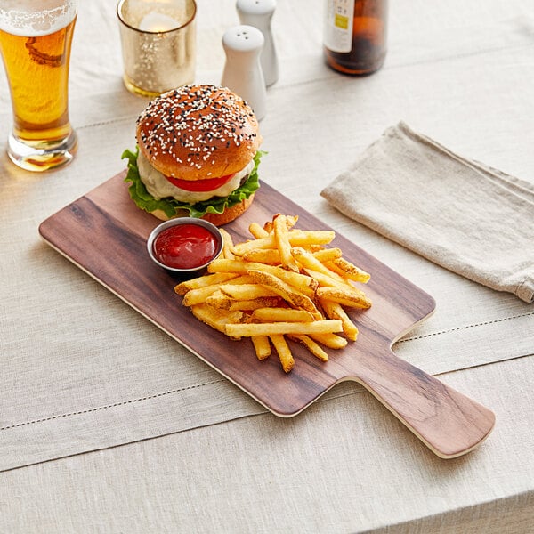 Acopa 12" x 7" Walnut Faux Wood Serving Board w/ Handle – item 304FXWD167W