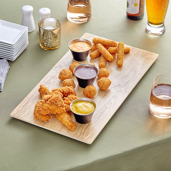 Acopa 18" x 10" Light Oak Faux Wood Melamine Serving Board – item 304FXWD181B