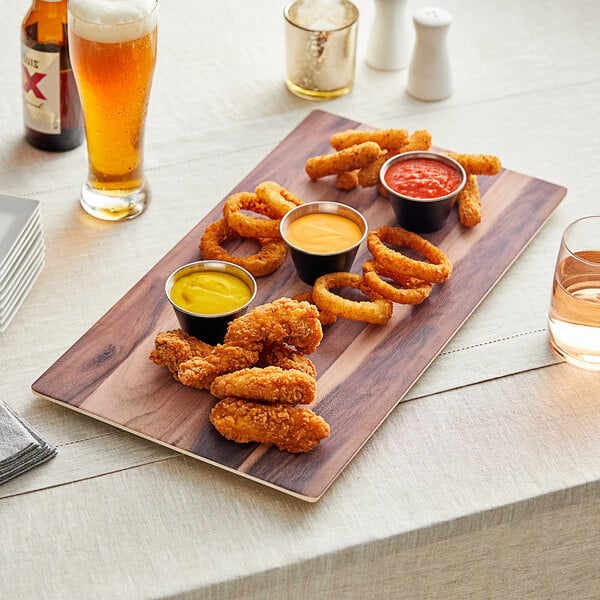 Acopa 18" x 10" Walnut Faux Wood Melamine Serving Board – item 304FXWD181W