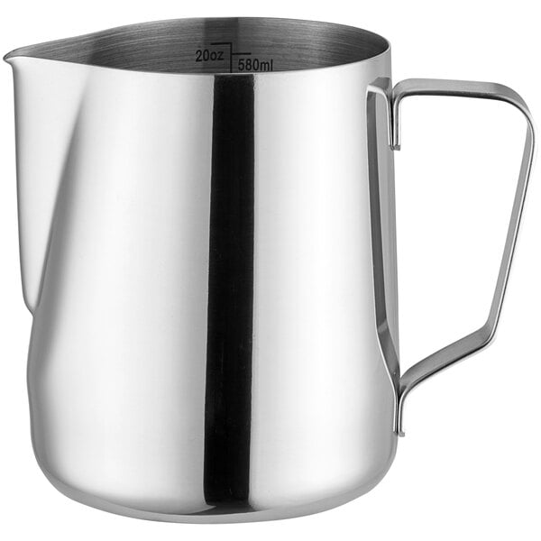 Acopa 20 oz. Stainless Frothing Pitcher w/ Measuring Lines – item 553TFROPS20