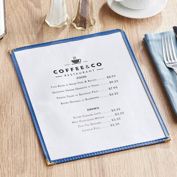 Choice 8 1/2" x 11" 2-View Single Pocket Menu Cover – item 1761PK8511BL image 2