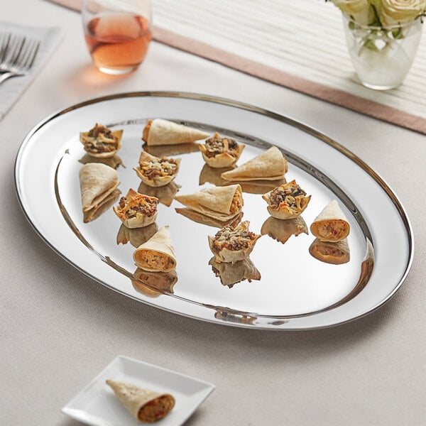 Acopa 20" x 13 3/4" Stainless Serving Platter – item 553PLTROVL20 image 2