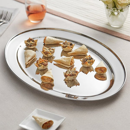 Acopa 20" x 13 3/4" Stainless Serving Platter – item 553PLTROVL20 image 2