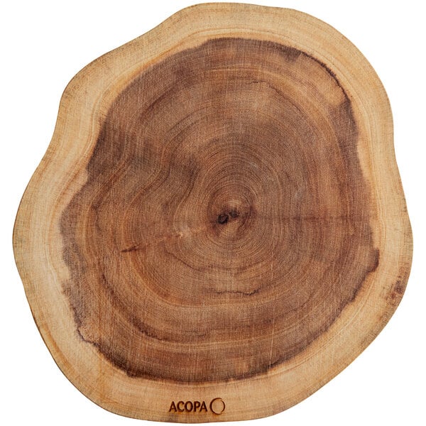 Acopa 12" Round Live Edge Acacia Wood Serving Board – item 303LVE12 image 2