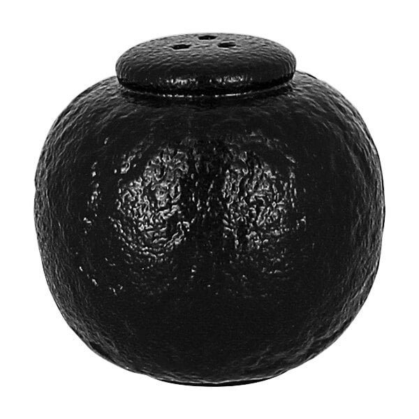 RAK Porcelain Roks 2 1/8" Black Porcelain Salt Shaker – item 772RKSS01