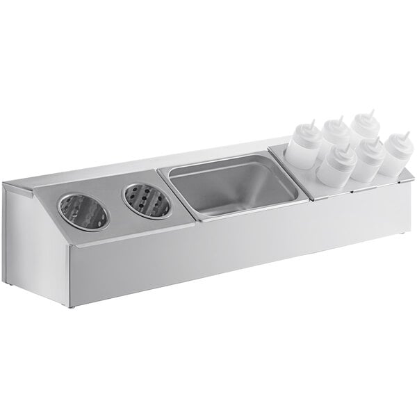 ServSense Large Stainless Hotel Pan Condiment Organizer Set – item 651HPHLDLKF3