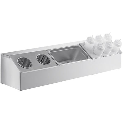 ServSense Large Stainless Hotel Pan Condiment Organizer Set – item 651HPHLDLKF3