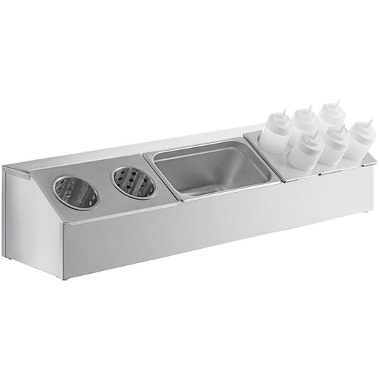ServSense Large Stainless Hotel Pan Condiment Organizer Set – item 651HPHLDLKF3