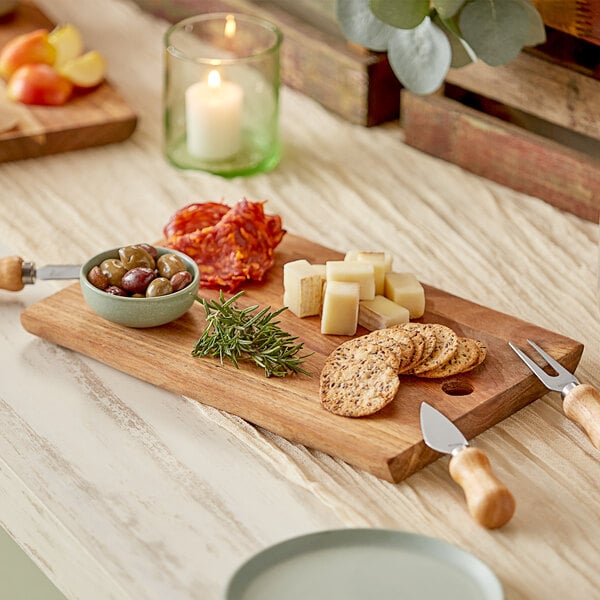 Acopa 12" x 7 1/2" Live Edge Acacia Wood Serving Board – item 303LVE127