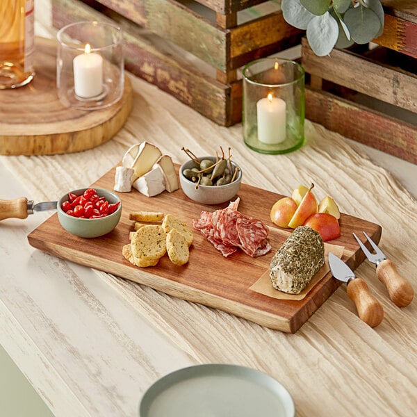Acopa 14" x 9 1/2" Live Edge Acacia Wood Serving Board – item 303LVE149