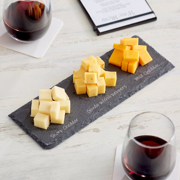Acopa 11 1/2" x 4" Black Slate Serving Tray – item 304SLRE1154