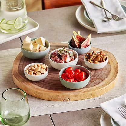 Acopa 14" Round Live Edge Acacia Wood Serving Board – item 303LVE14